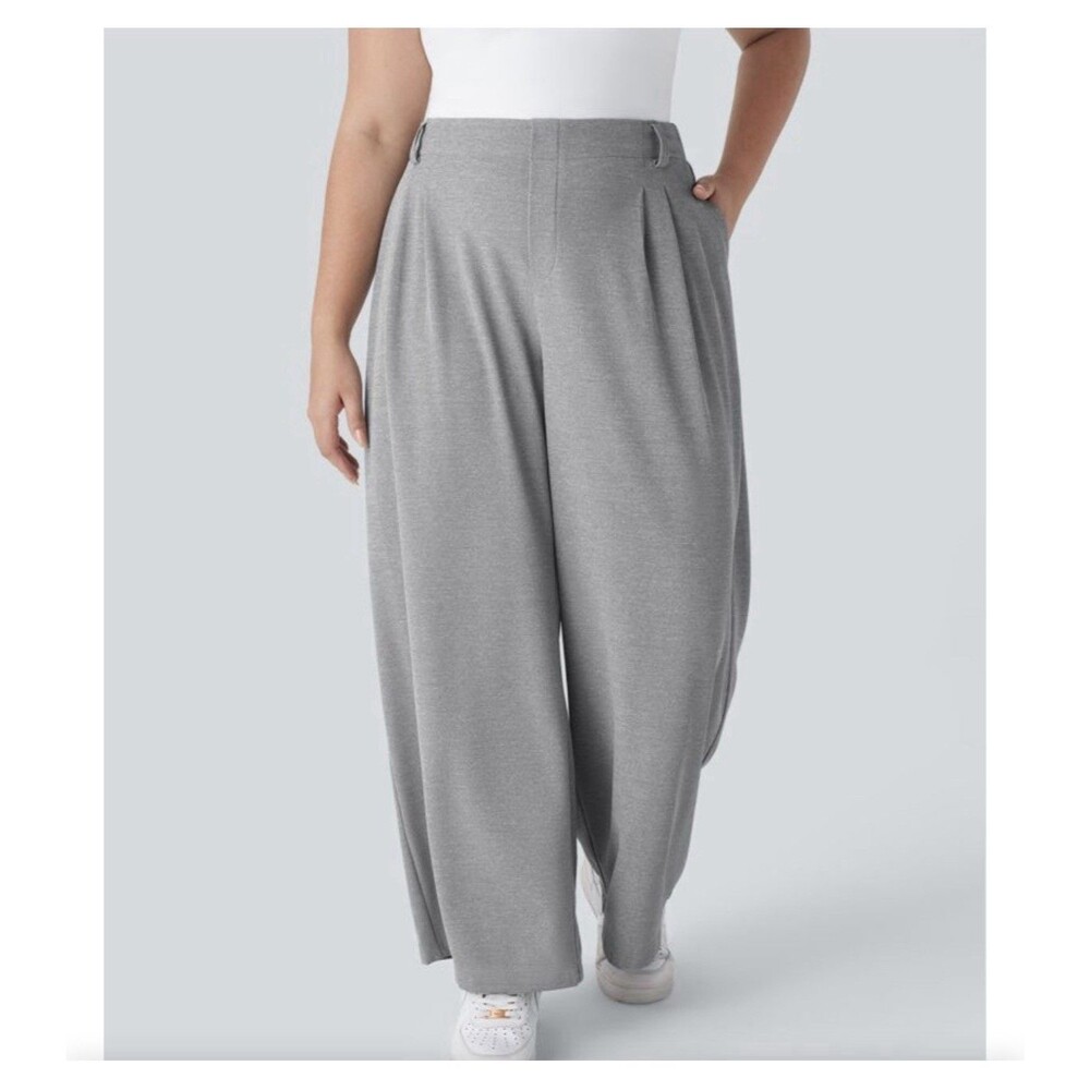NWT Halara Flex™ High Waisted Pocket Wide Leg Waffle Grey 2X Work Plus Size Pant